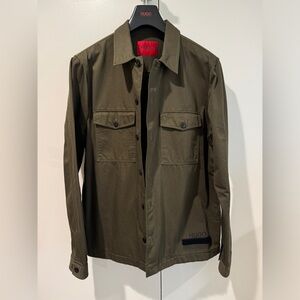Hugo Boss Enalu Overshirt Jacket in Dark Olive, M